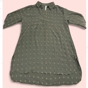 BOBEAU Olive Green Textured Collared Shift Dress | Size L